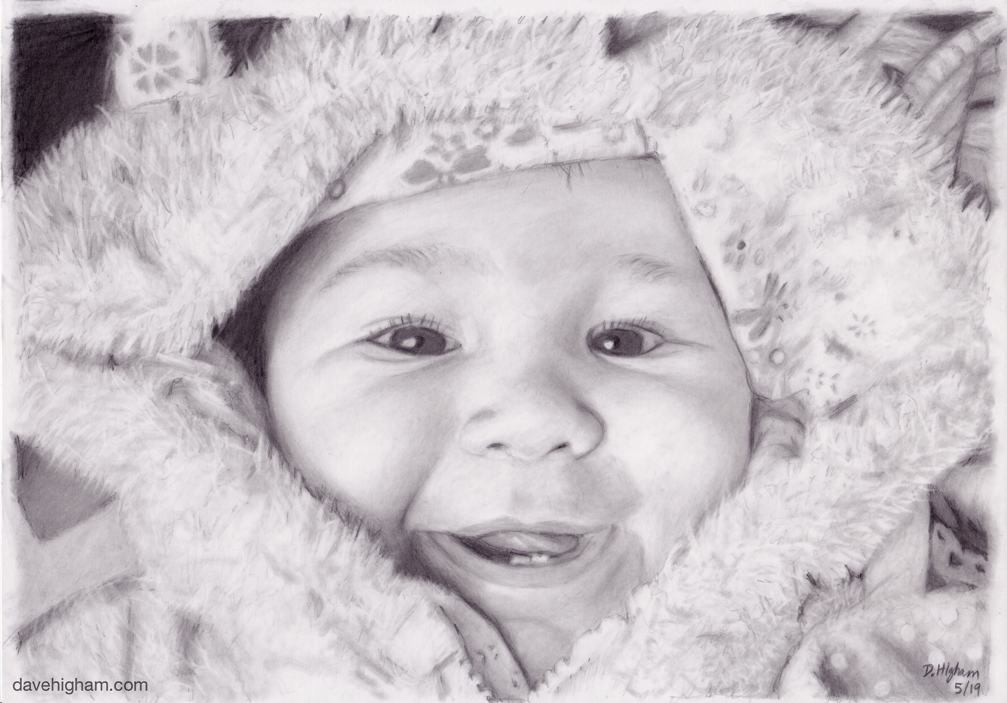 A pencil portrait of my daughter Hana.